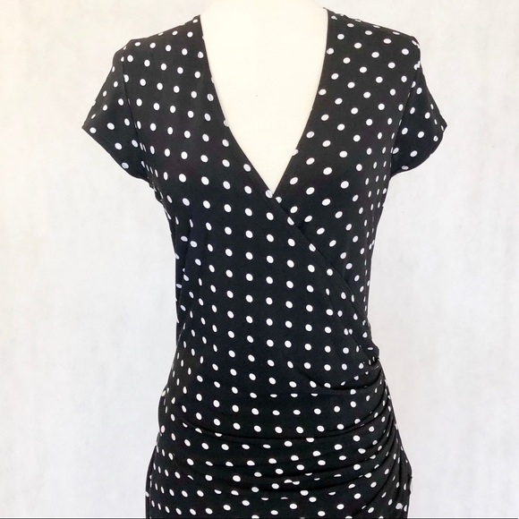 Joseph Ribkoff Knit Black & White Polka Dot Dress - Picture 2 of 8
